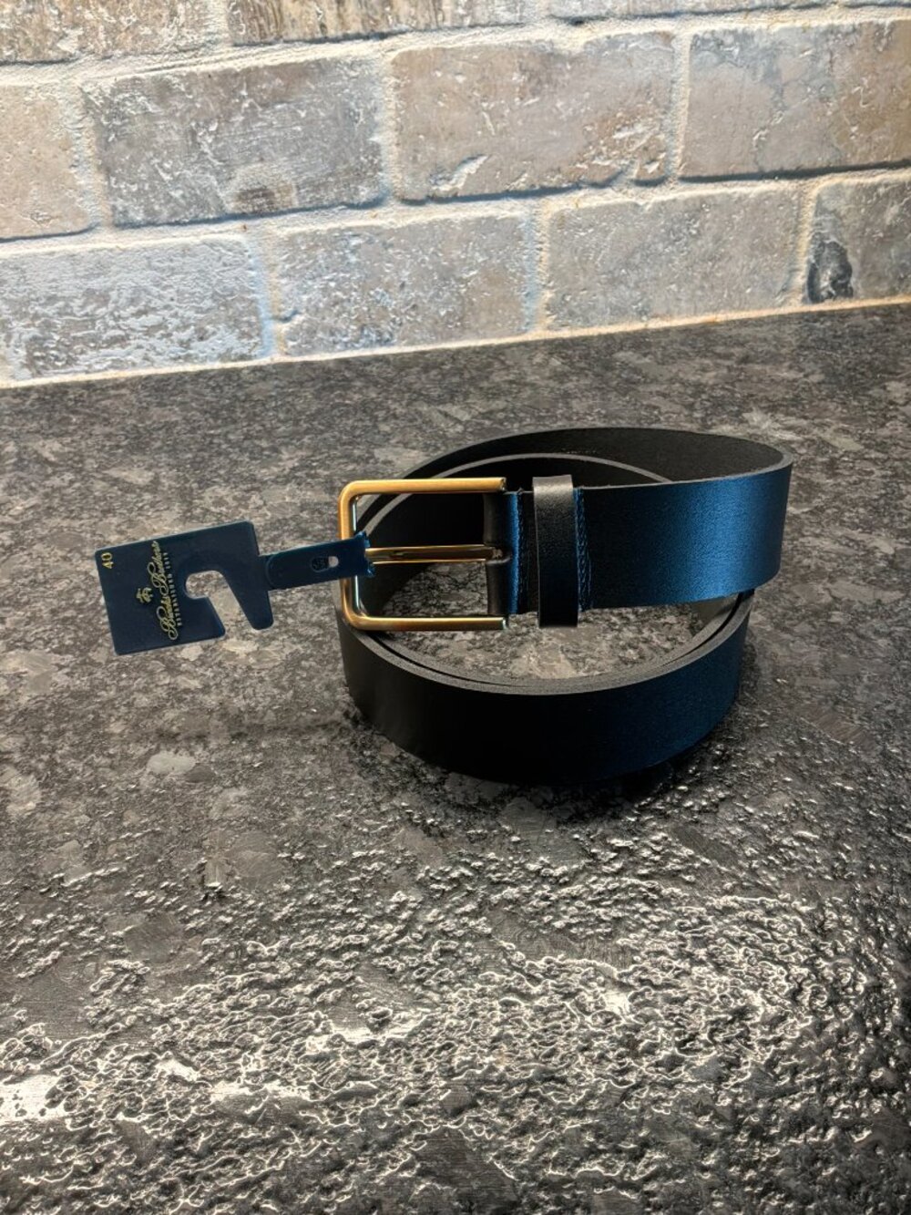 NWT Brooks Brothers men's black leather belt size 40